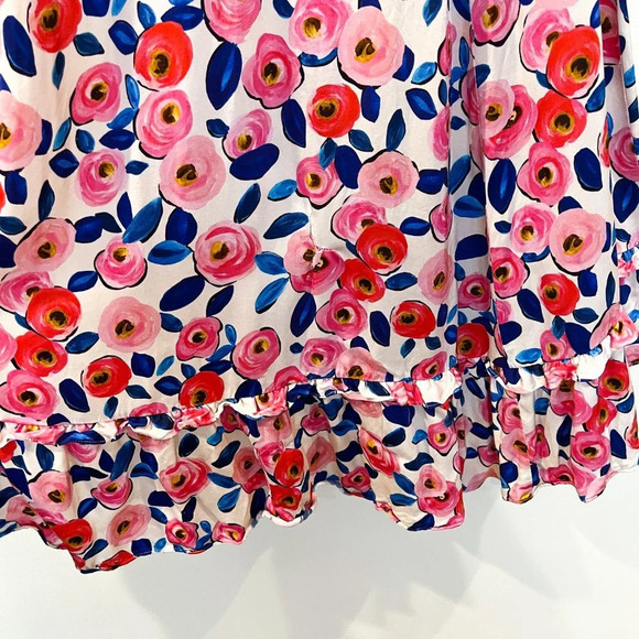 For Love & Lemons Colorful Floral Rose Print Romantic V Neck Ruffled Maxi Dress - Picture 9 of 13